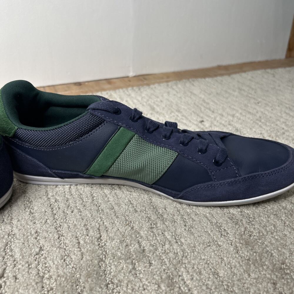 Lacoste Men Shoes Chaymon 123 2 Navy Green Leather Casual Sneakers Shoes Sz 11 - Picture 7 of 11
